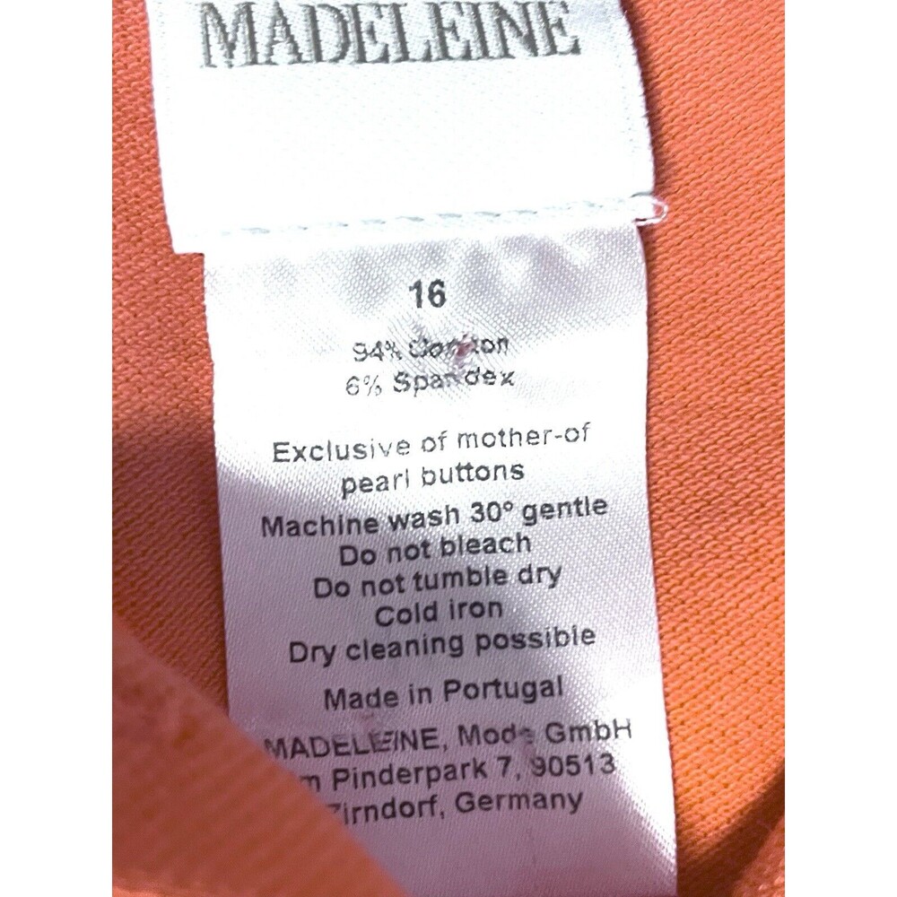 Madeleine Orange Short Sleeve Polo Shirt Dress White Tipped UK sz 16, US sz 12 - Picture 7 of 8
